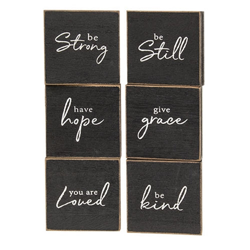 Inspirational Hope Words Black Wooden Square Block - 6 Asstd.