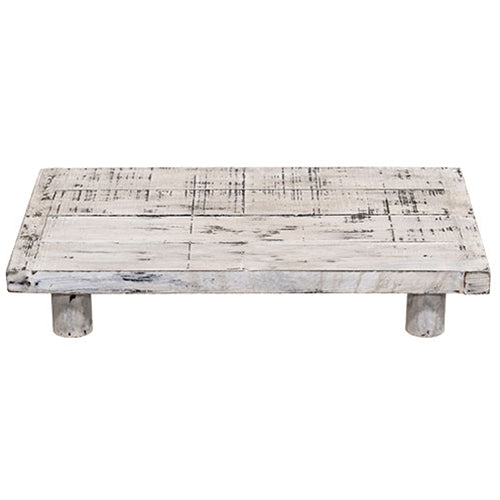 Distressed White Wooden Rectangle Riser