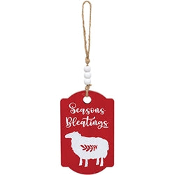 On the Farm Beaded Wooded Red Ornament - 4 Asstd.