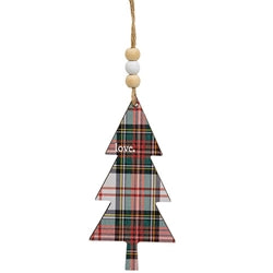 Hope Love Joy Plaid Christmas Tree Ornament - 3 Asstd.