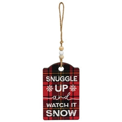 Cozy Merry Christmas Plaid Gift Tag Ornament - 4 Asstd.