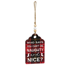 Cozy Merry Christmas Plaid Gift Tag Ornament - 4 Asstd.