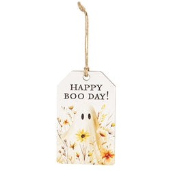 Golden Floral Wildflower Ghost Wooden Tag - 3 Asstd.