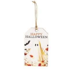 Golden Floral Wildflower Ghost Wooden Tag - 3 Asstd.