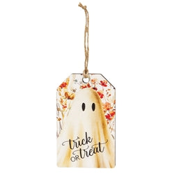 Golden Floral Wildflower Ghost Wooden Tag - 3 Asstd.