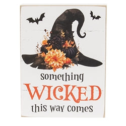 Wicked Haunt Floral Witch Hat Box Sign - 2 Asstd.