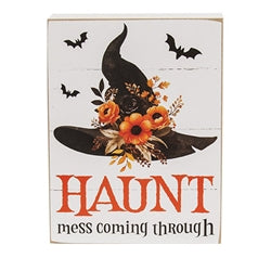 Wicked Haunt Floral Witch Hat Box Sign - 2 Asstd.