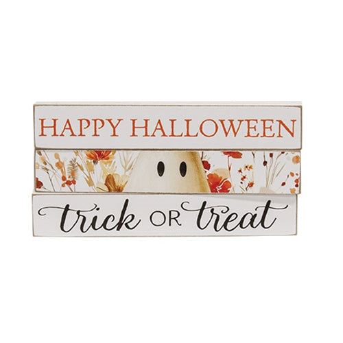 Trick Or Treat Floral Ghost Mini Stick - 3 Asstd.