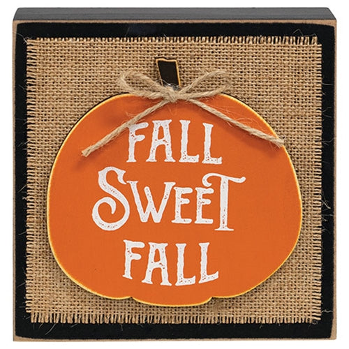 Fall Sweet Fall Layered Pumpkin & Burlap Box Sign
