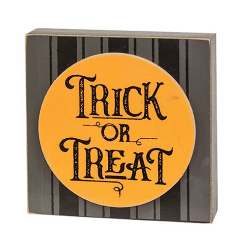 Trick Or Treat Black Ticking Stripe Box Sign