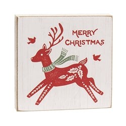 Yuletide Peace Reindeer Square Block Sign - 2 Asstd.