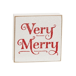 Frosted Very Merry 3" Square Block - 3 Asstd.