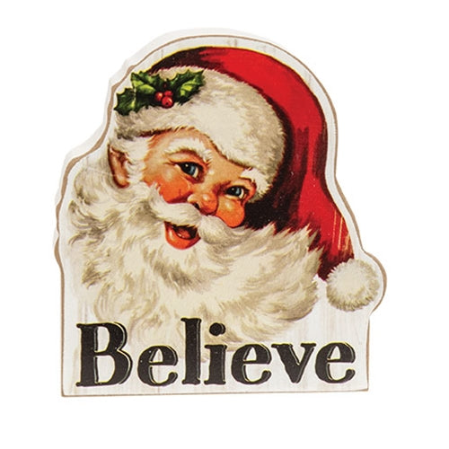Wooden Retro Santa Believe Sitter