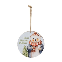 Cozy Winter Animal Round Ornament - 3 Asstd.