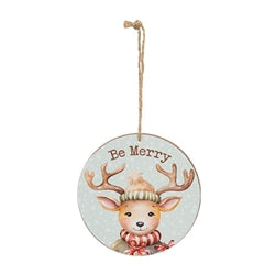 Cozy Winter Animal Round Ornament - 3 Asstd.