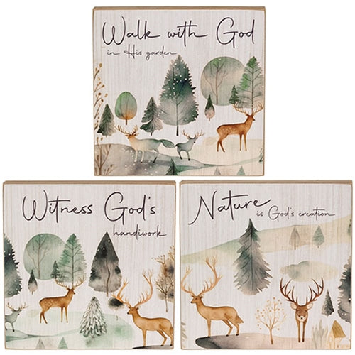 Woodland Faith Box Sign - 3 Asstd.