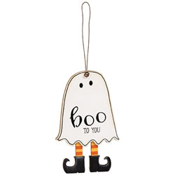 Boo to You Wooden Ghost or Jack Ornament - 2 Asstd.