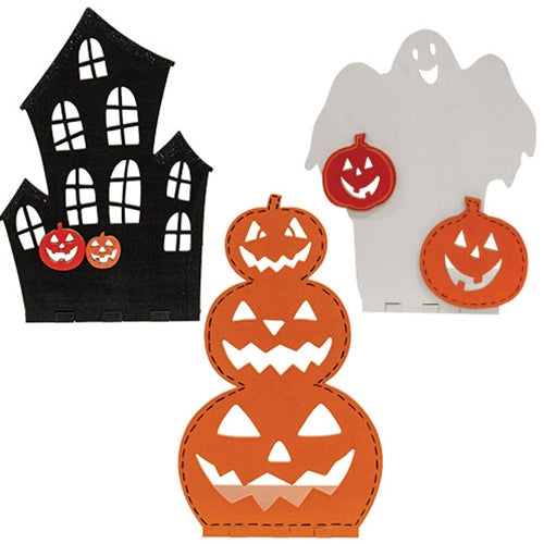 Wooden Halloween Votive Luminary - 3 Asstd.