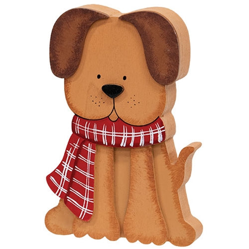Puppy In Scarf Chunky Wood Sitter