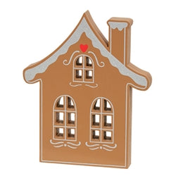 Wooden Frosted Gingerbread House Sitter - 3 Asstd.