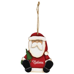 Believe & Bright Santa & Tree Wooden Ornament - 2 Asstd.