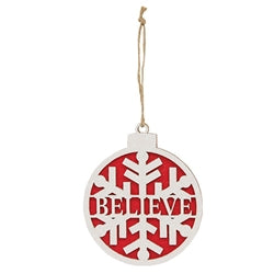 Wooden Sparkle Snowflake Winter Word Bulb Ornament - 3 Asstd.
