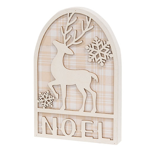 Noel Deer & Snowflakes White Glittered Arch Sitter