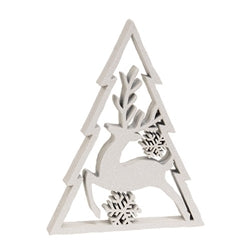 2/Set - White Glitter Deer & Christmas Tree Sitters