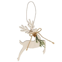 Woodland Pine & Bell Deer Ornament - 3 Asstd.