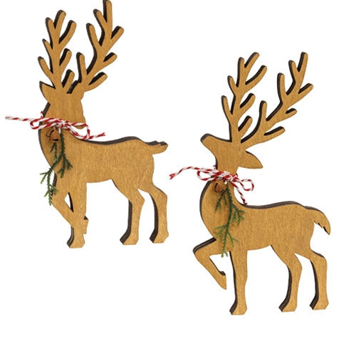 2/Set - Natural Wooden Deer Cutout Sitters