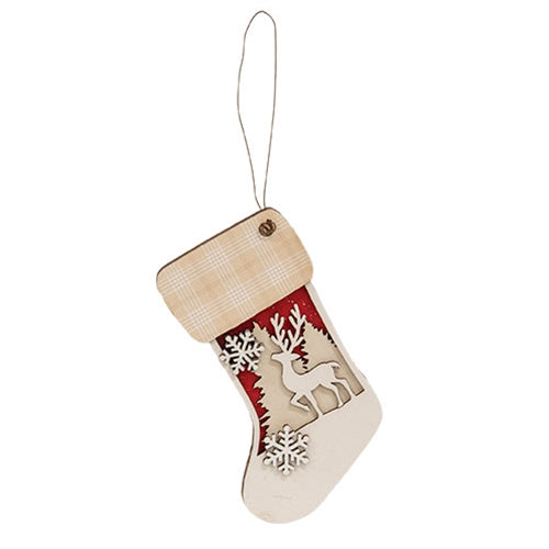 Woodland Deer & Snowflake Stocking Ornament