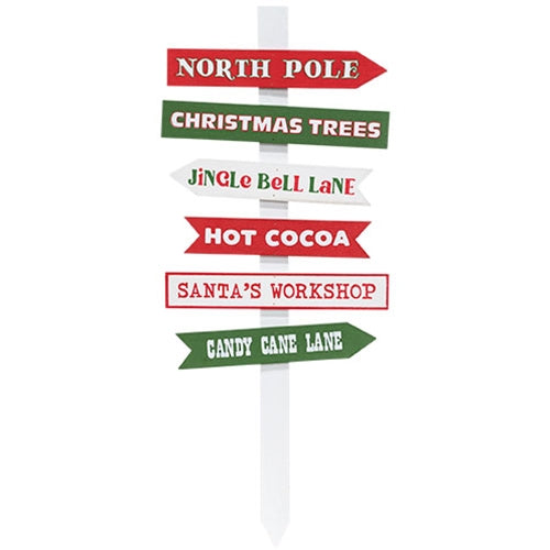 North Pole Words Primitive Signpost - 14.5"H