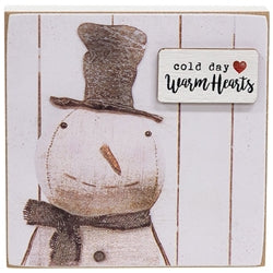 Snowy Word Tag Stitched Snowman Block - 3 Asstd.