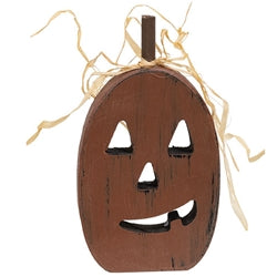 Primitive Distressed Wood Cutout Jack O Lantern Sitter - 3 Asstd.