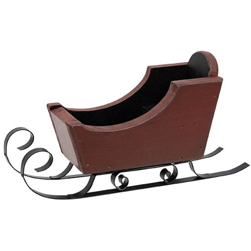 Distressed Red & Black Wooden Sleigh