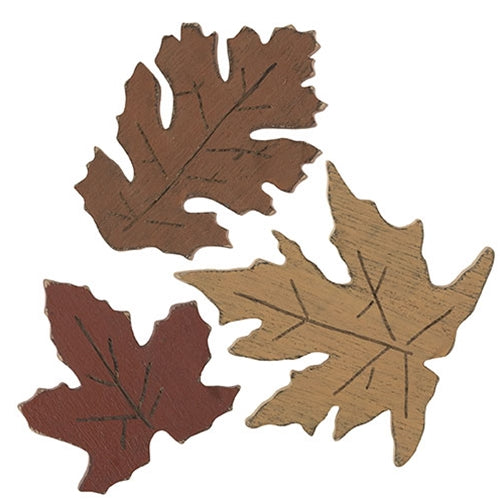 3/Set - Distressed Wooden Fall Leaves