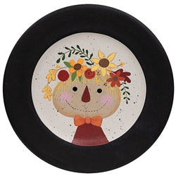 Scarecrow w/Flowers Wooden Plate - 3 Asstd.