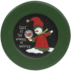 Snowman w/Snowglobe Wooden Plate - 2 Asstd.