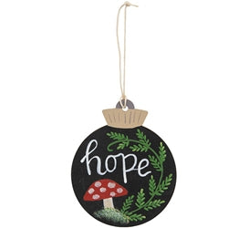 Peace Calm Hope Wooden Mushroom Bulb Ornament - 3 Asstd.