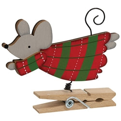 Wooden Flying Angel Mouse Clip Ornament - 3 Asstd.
