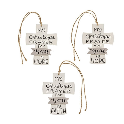 My Christmas Prayer Wooden Cross Ornament - 3 Asstd.