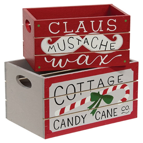 2/Set - Cottage Candy Cane Co. Nesting Crates