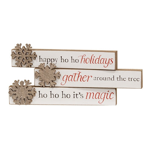 Happy Ho Ho Holidays Snowflake Mini Stick - 3 Asstd.