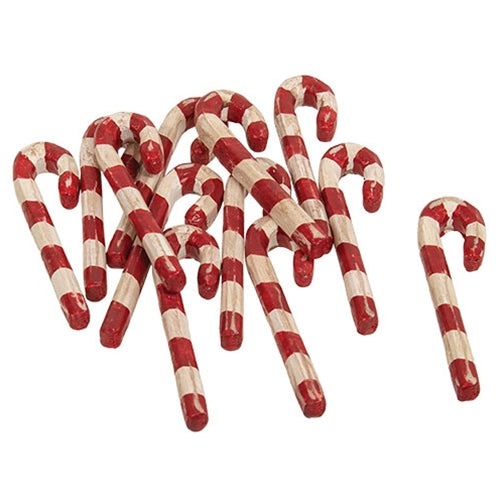 12/Set - Carved Look Resin Antiqued Candy Canes - 3"H