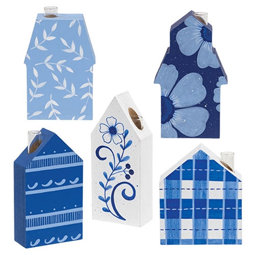 5/Set - Indigo Bloom House Bud Vases