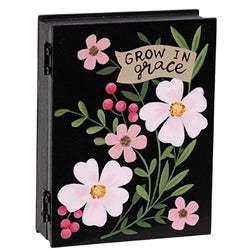 Faith Love Grace Wooden Floral Book Box - 3 Asstd