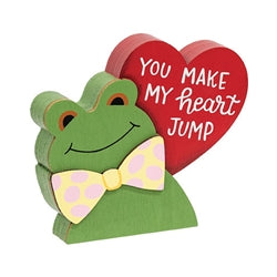 Hoppy Valentine's Day Wooden Frog Sitter - 2 Asstd