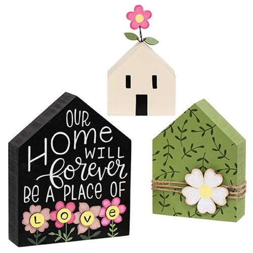 3/Set - A Place of Love Wooden Floral House Sitters