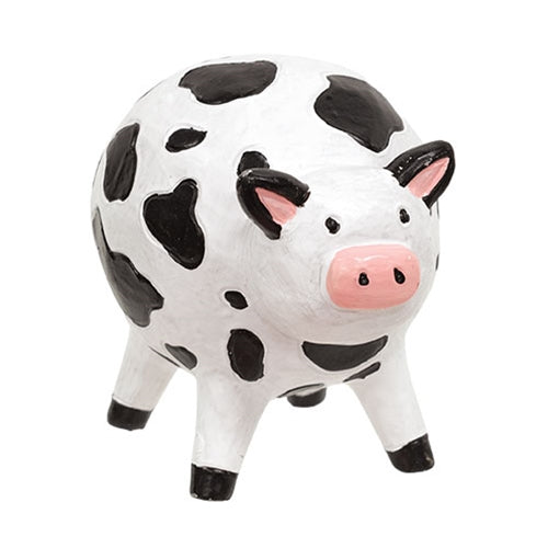 Resin Black & White Cow Sitter