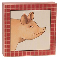 Primitive Farm Animal Portrait Box Sign - 3 Asstd